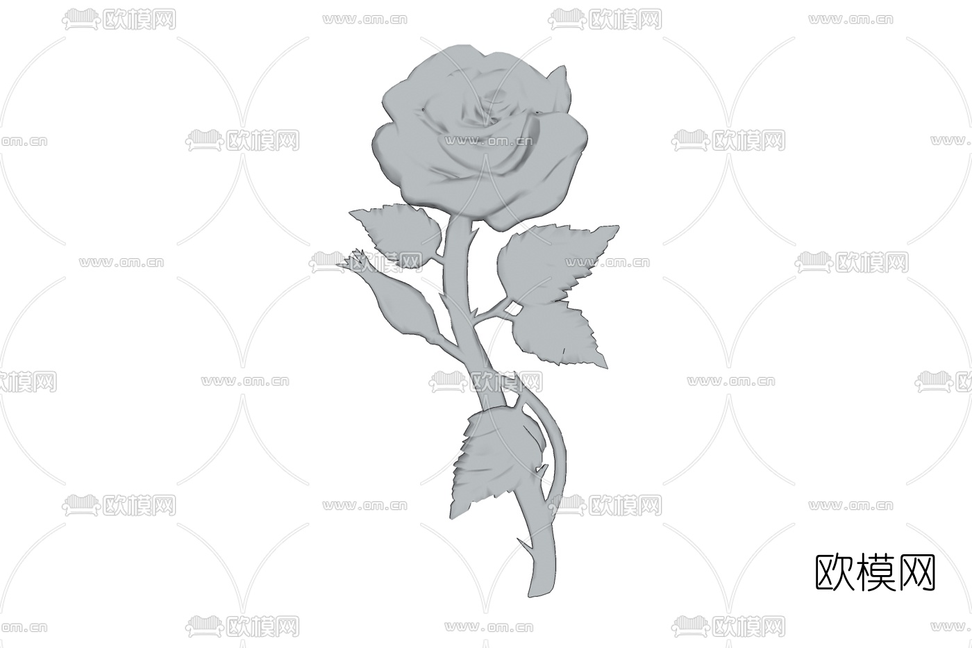 现代玫瑰花浮雕免费su模型下载