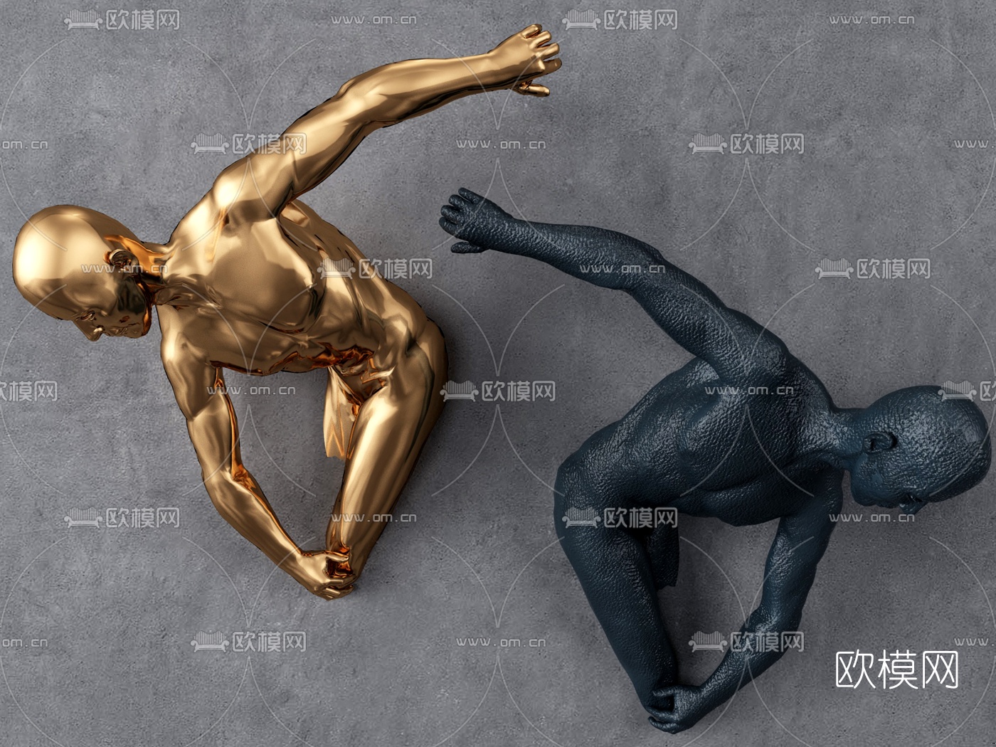 现代人物雕塑墙饰挂件3d模型下载