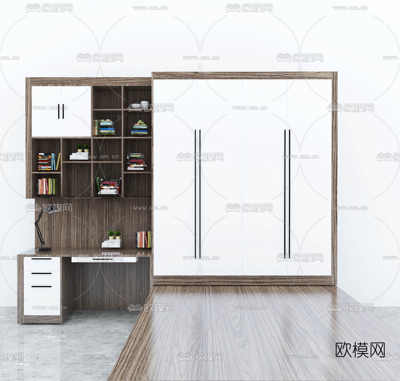 北欧衣柜书桌免费3d模型