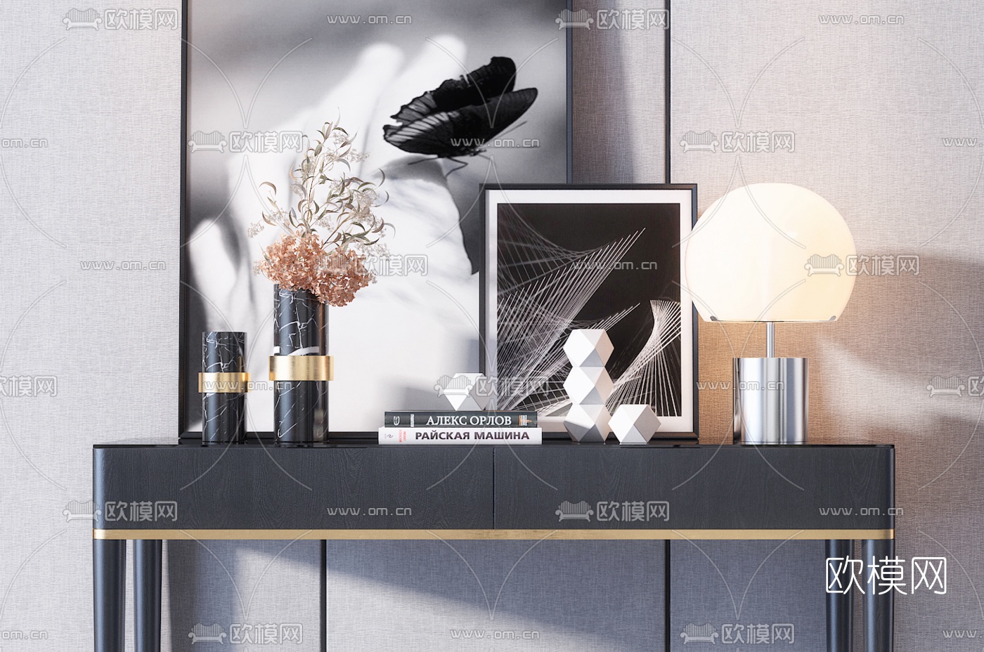 现代实木端景台3d模型