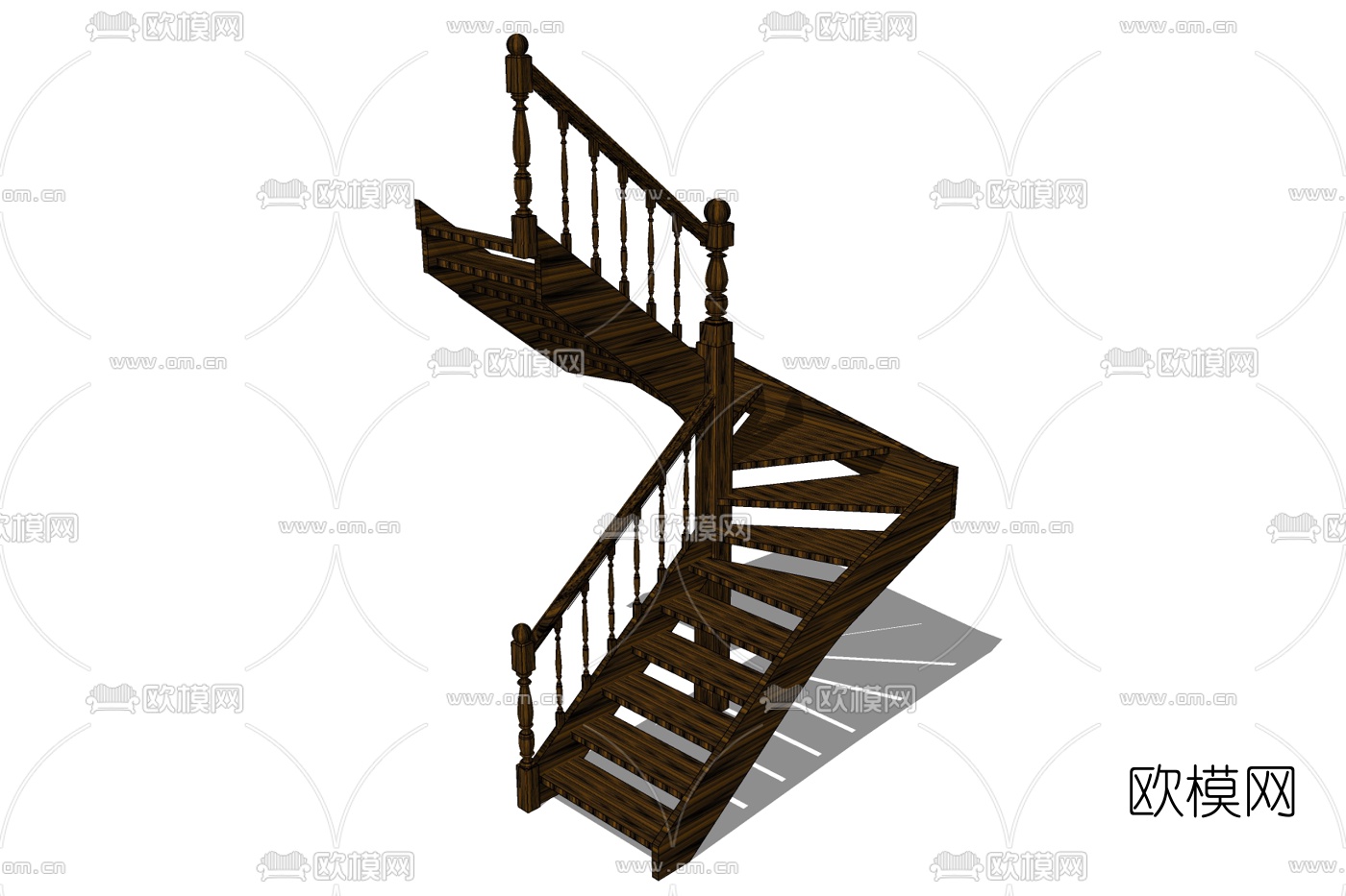 中式楼梯免费su模型下载