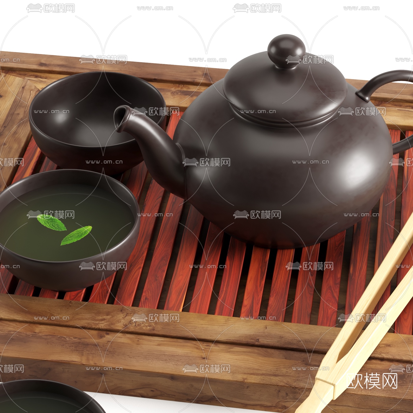 新中式紫砂壶茶具套装3d模型