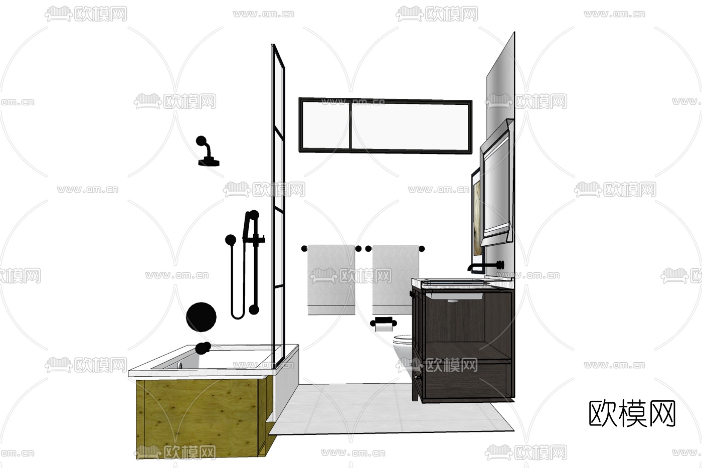 现代卫生间浴室免费su模型下载