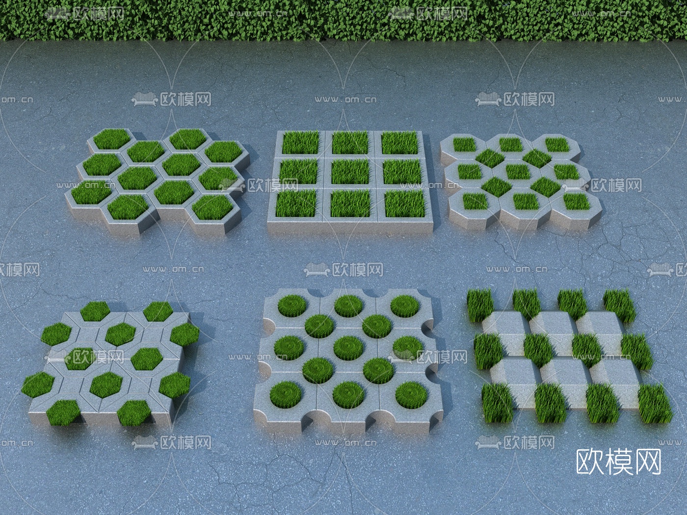 现代广场砖草坪砖3d模型