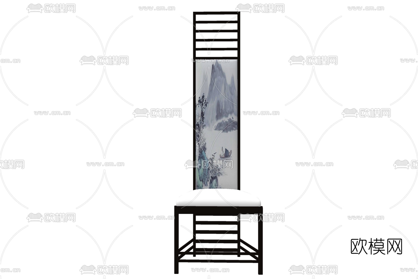 新中式布艺单椅免费su模型下载