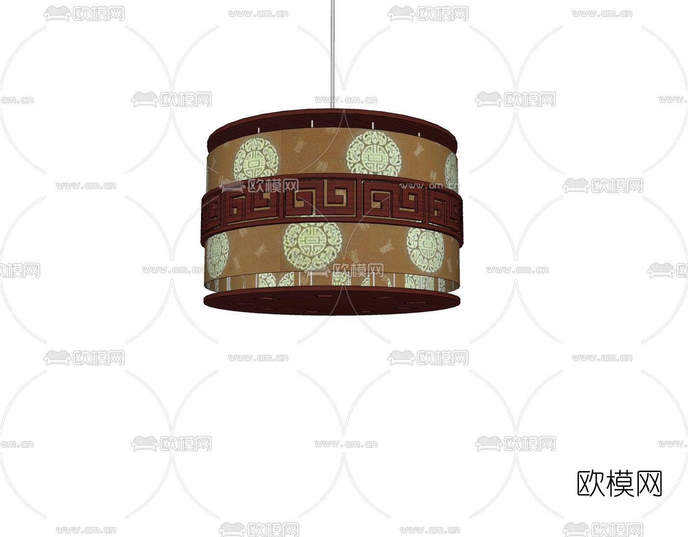 中式圆形吊灯免费su模型下载