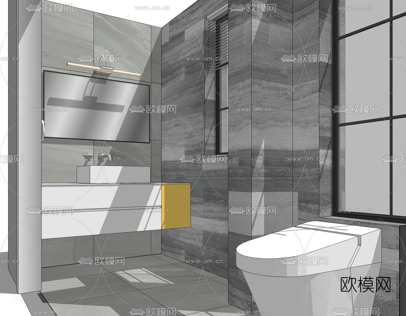 现代浴室卫生间免费su模型下载