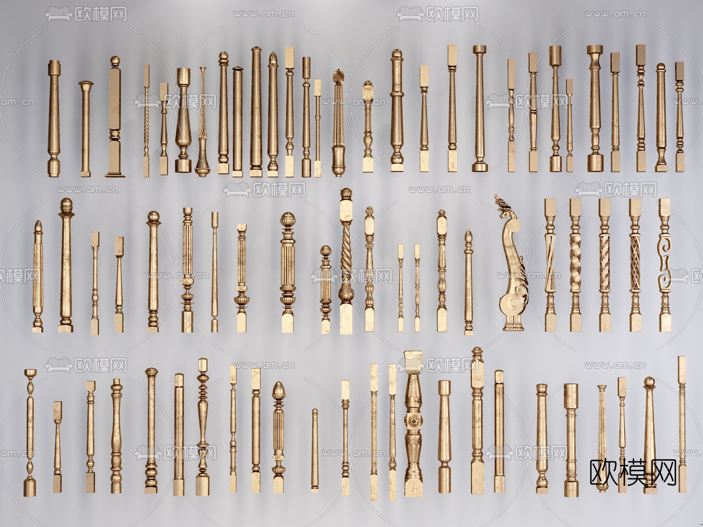 欧式金属门把手3d模型下载
