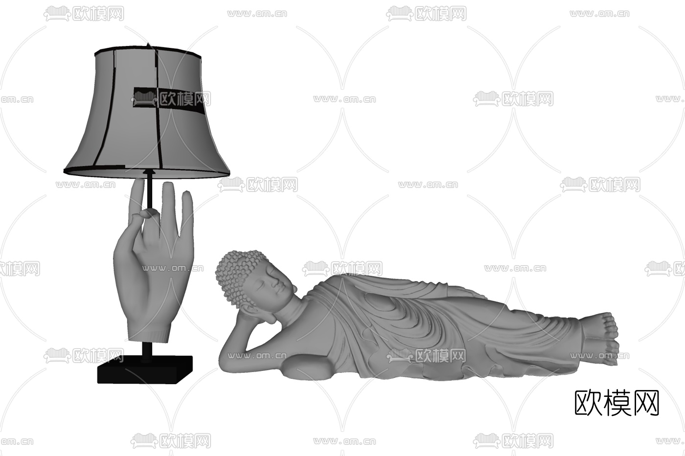 新中式台灯免费su模型下载