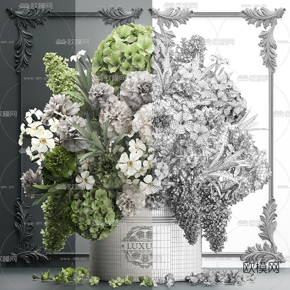 北欧花瓶花卉3d模型下载(渲染图1)
