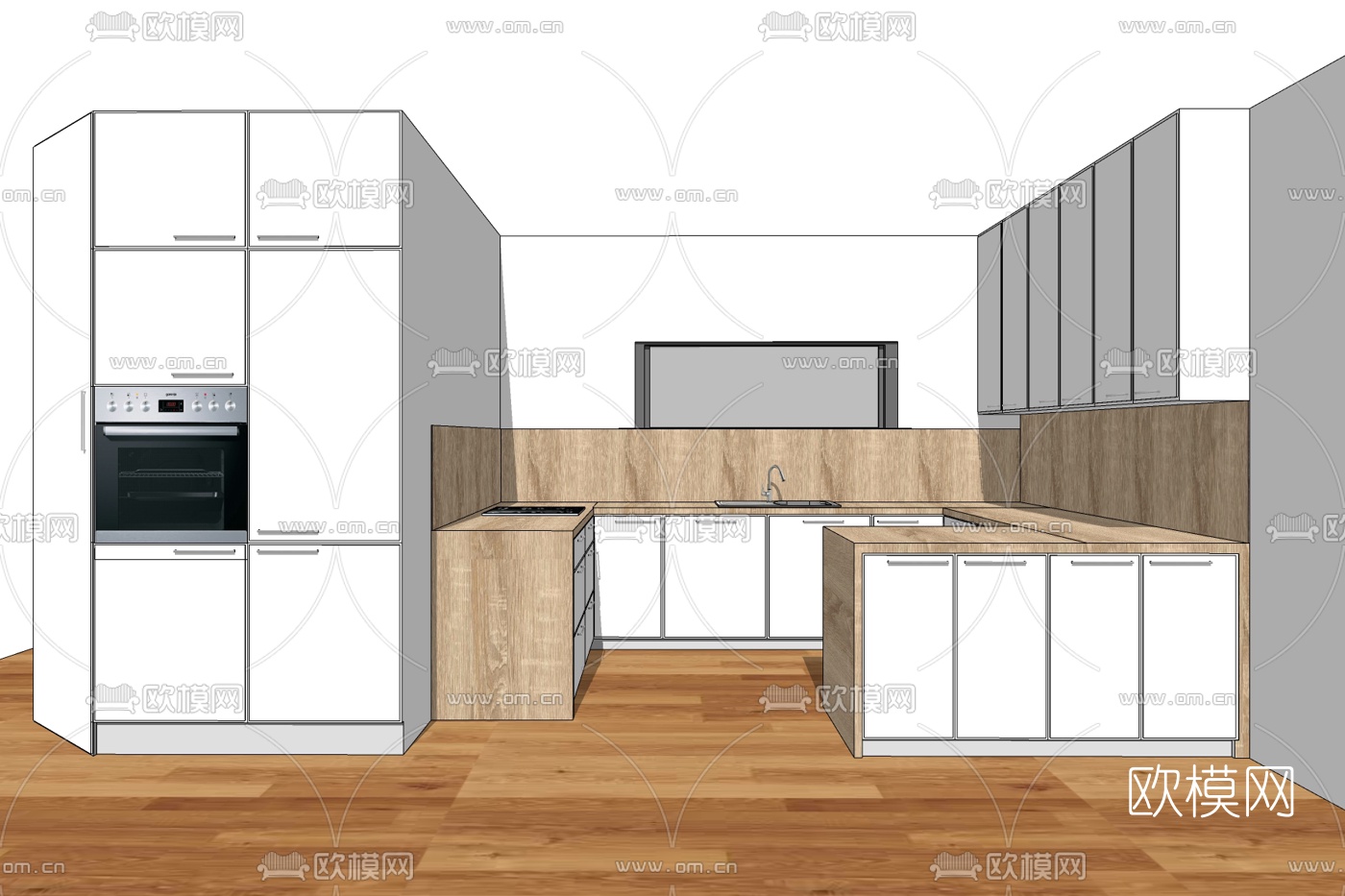 现代厨房免费su模型下载
