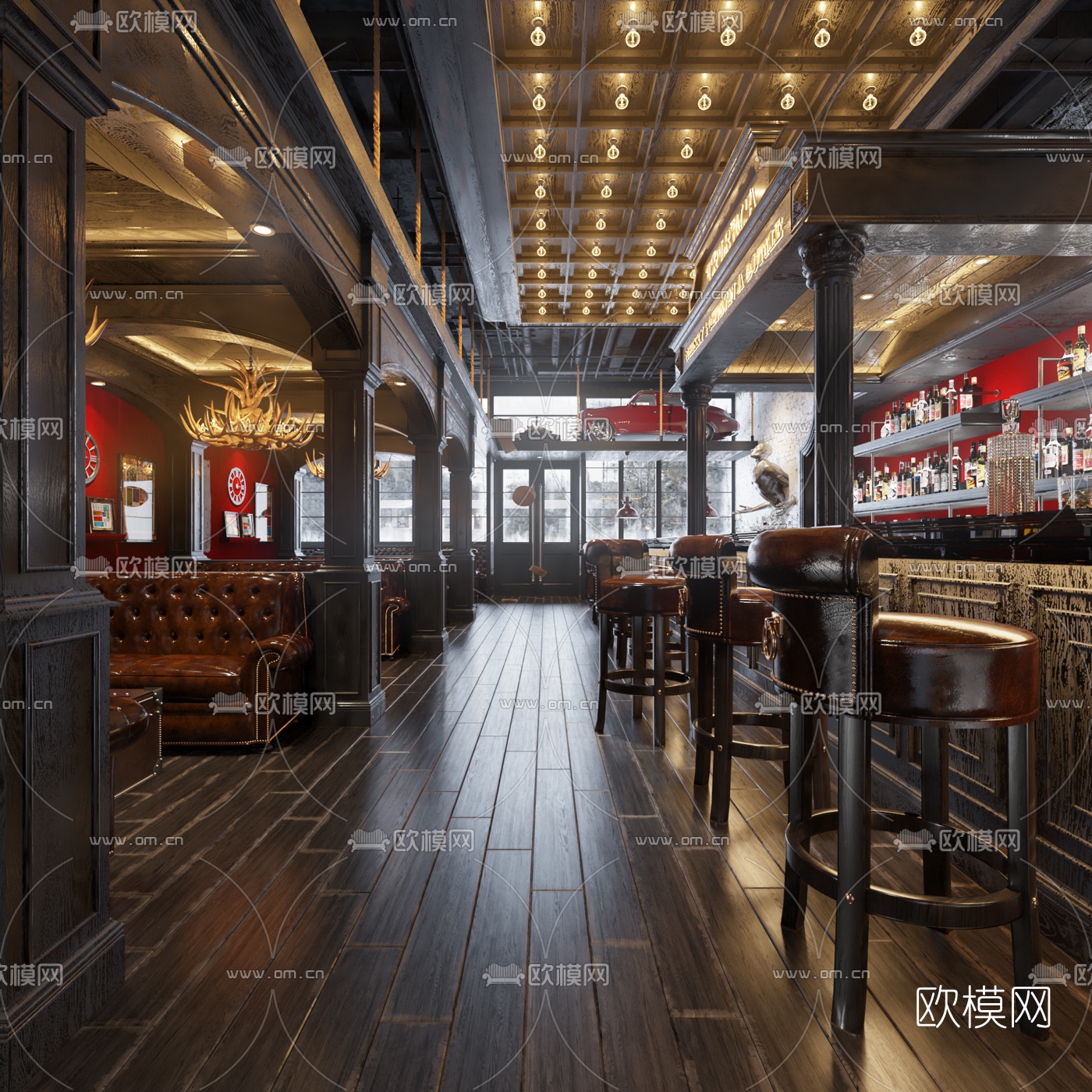 欧式古典酒吧3d模型下载（渲染图1）