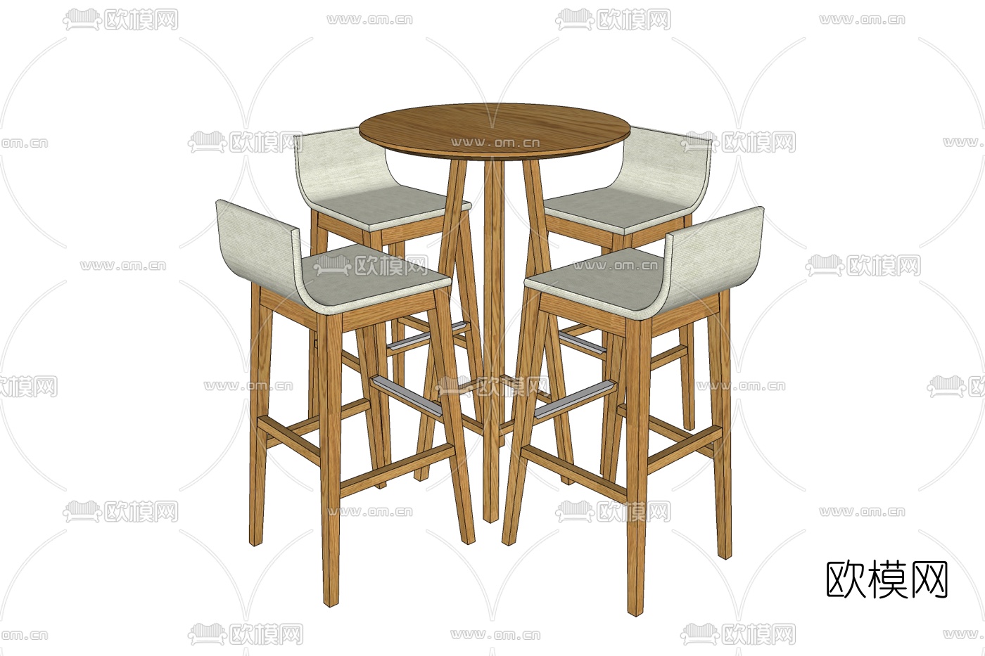 北欧休闲桌椅su模型下载