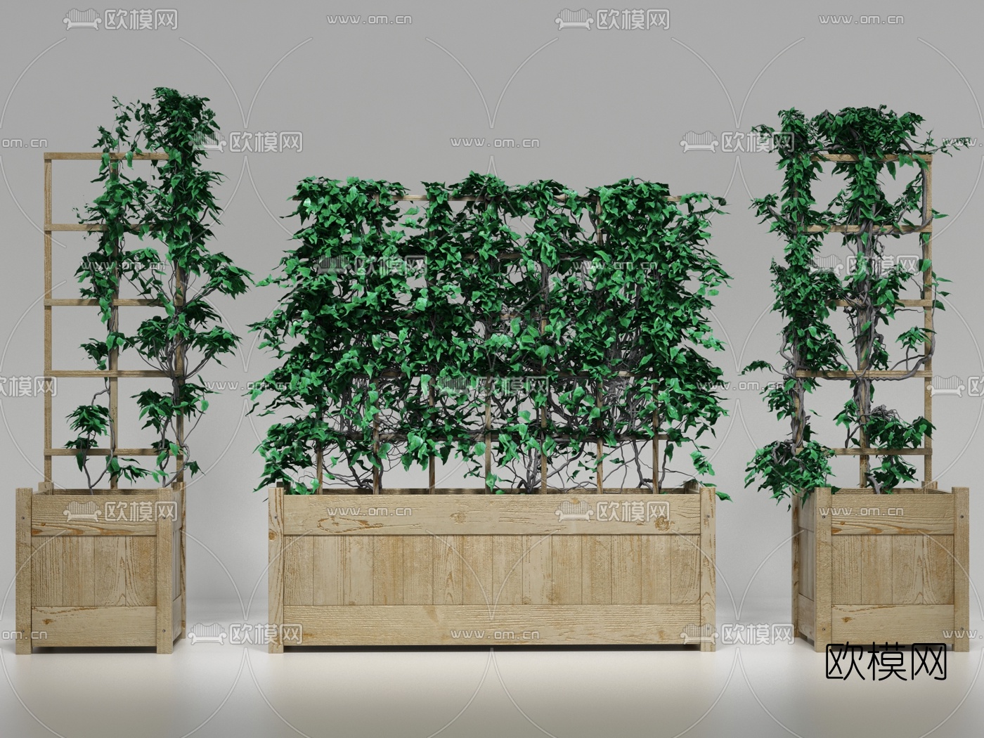 北欧原木花架藤蔓3d模型