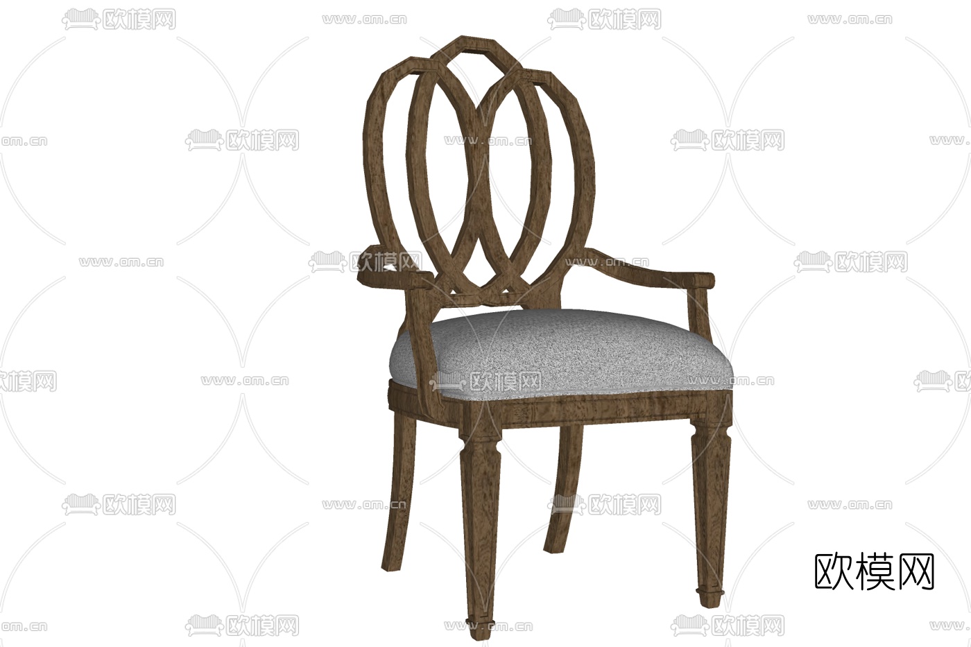 欧式布艺单椅免费su模型下载