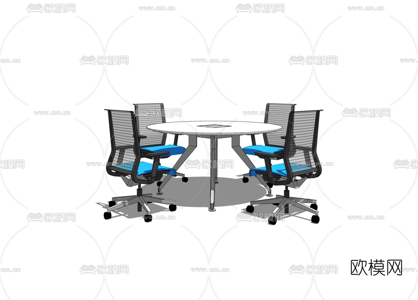 现代会议桌椅免费su模型下载