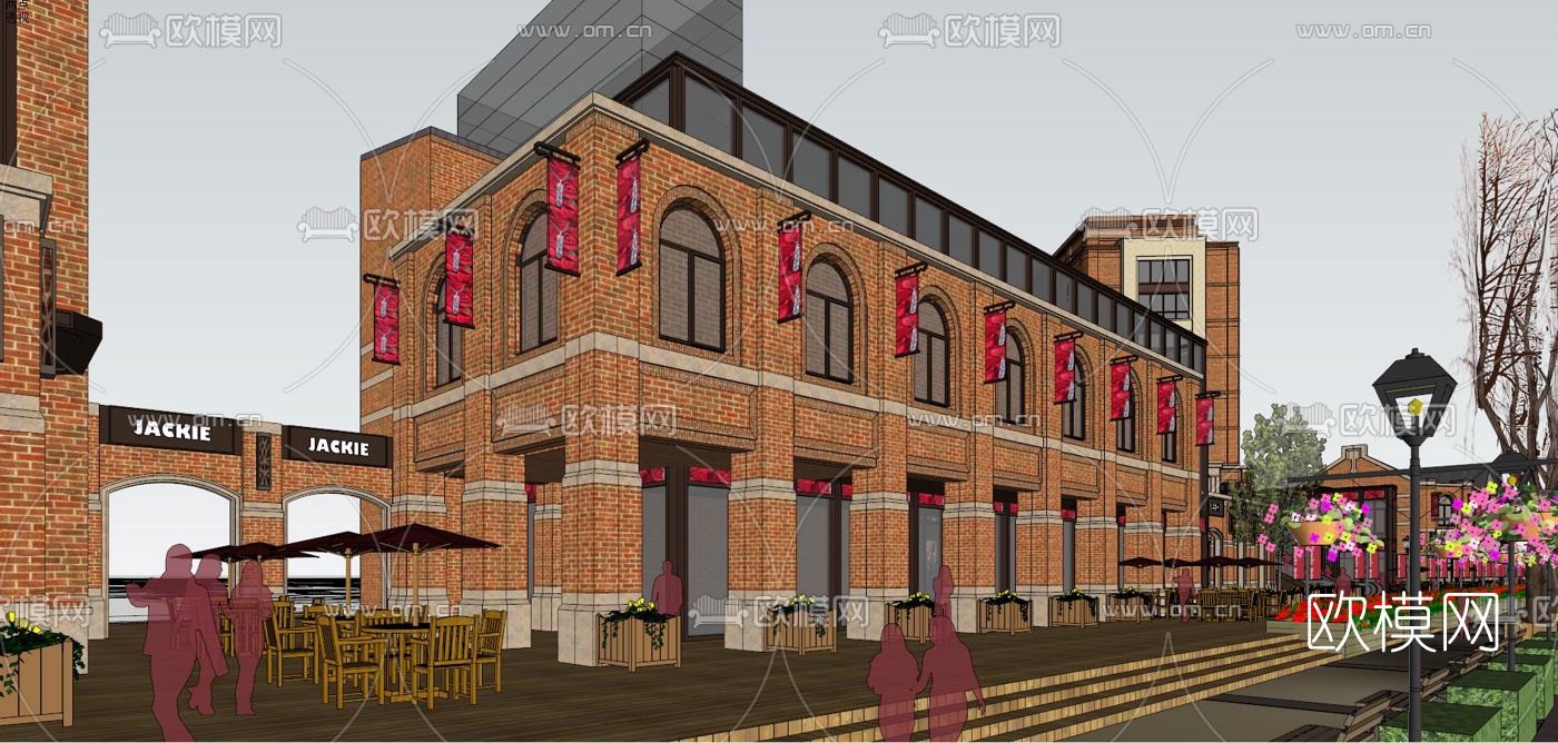欧式商业街su模型下载（渲染图5）