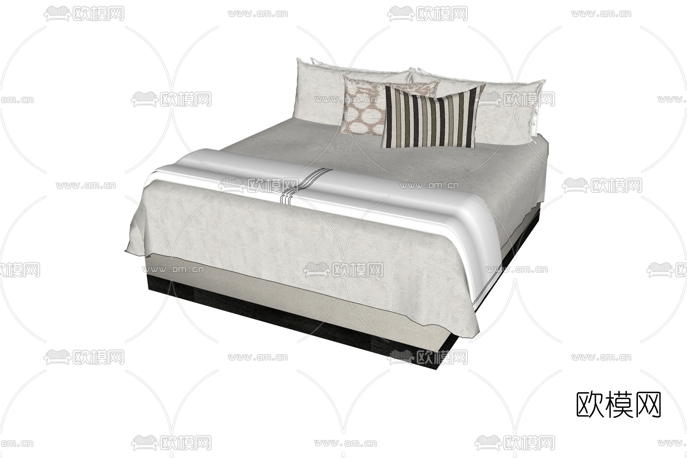 现代双人床免费su模型下载