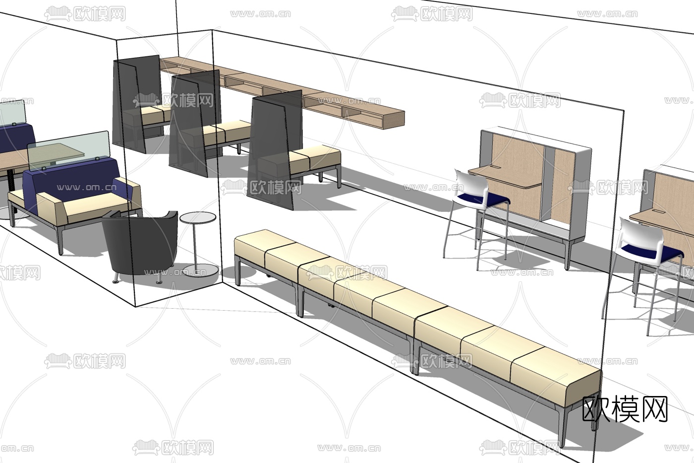 现代休息间免费su模型下载