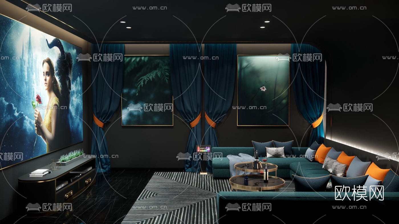 现代家庭影院su模型