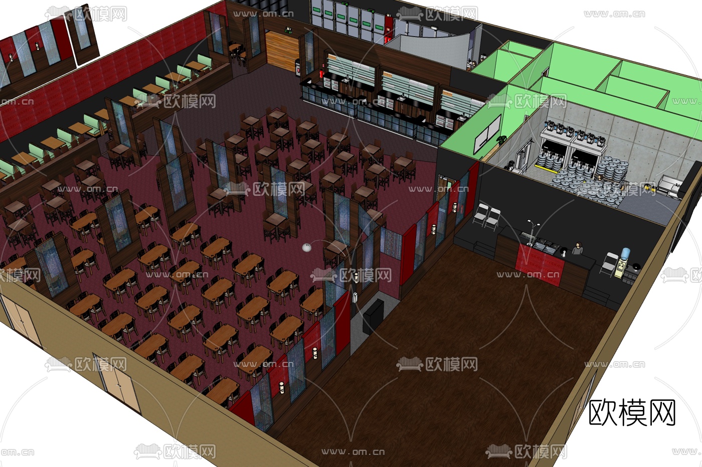 现代快餐店免费su模型下载