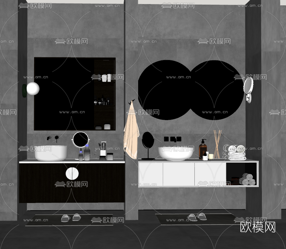 现代洗手台su模型下载