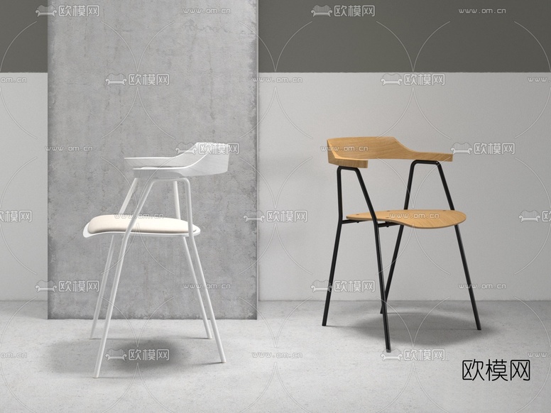 现代实木单椅3d模型下载(渲染图1)