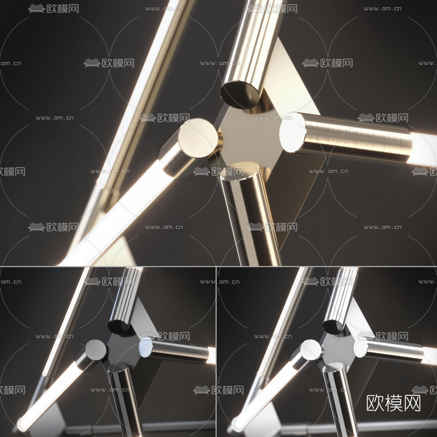 现代几何吊灯组合3d模型