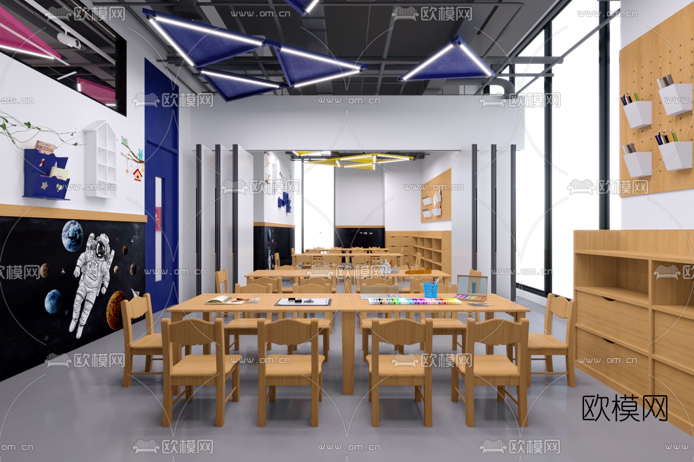 现代幼儿园教室3d模型
