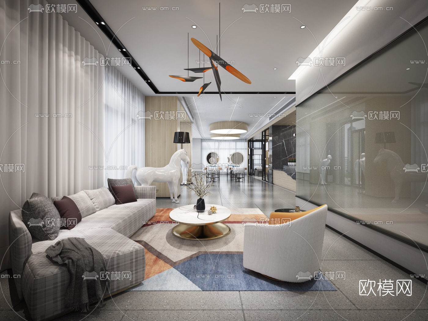 现代美容美发理发店3d模型