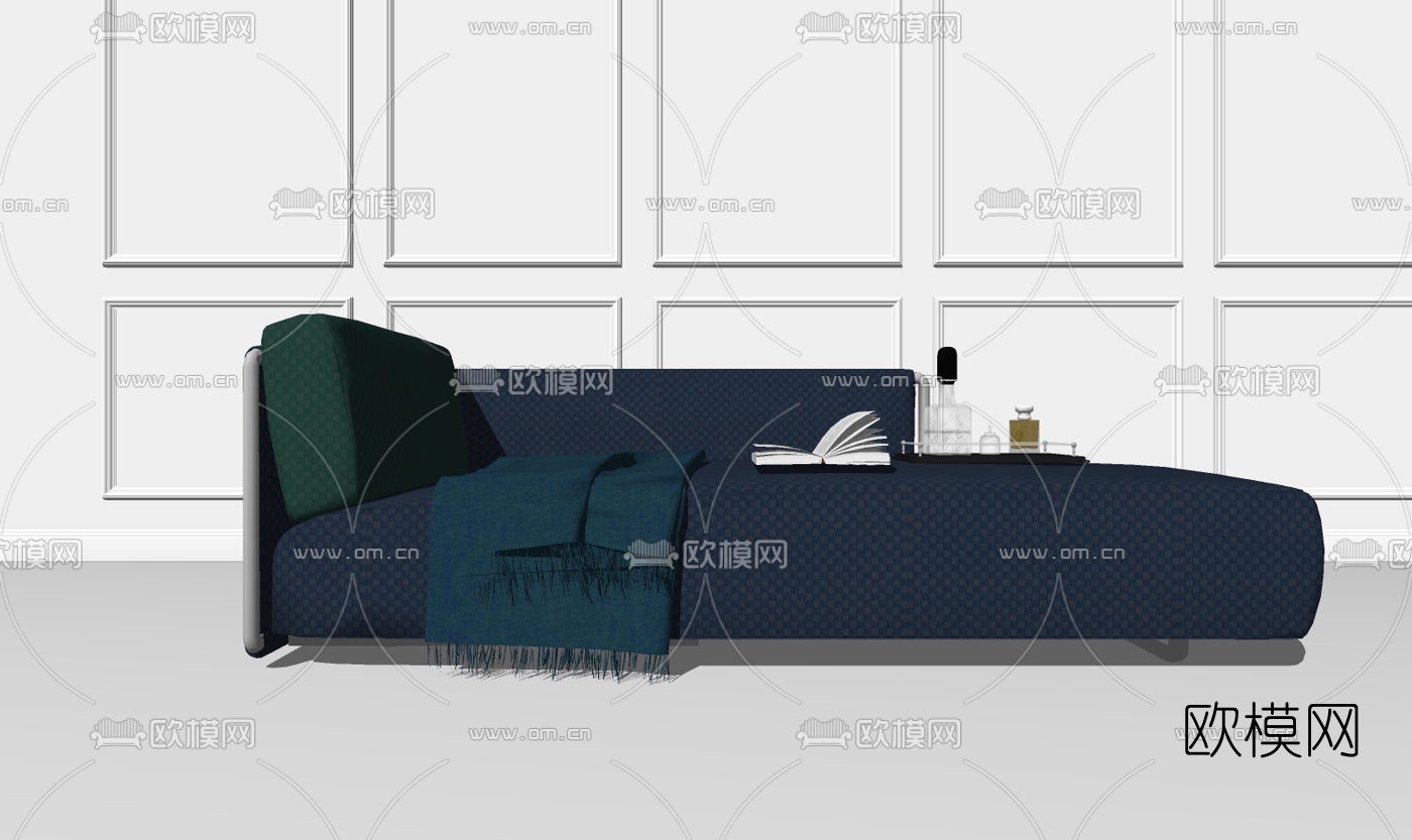 现代布艺贵妃椅su模型下载