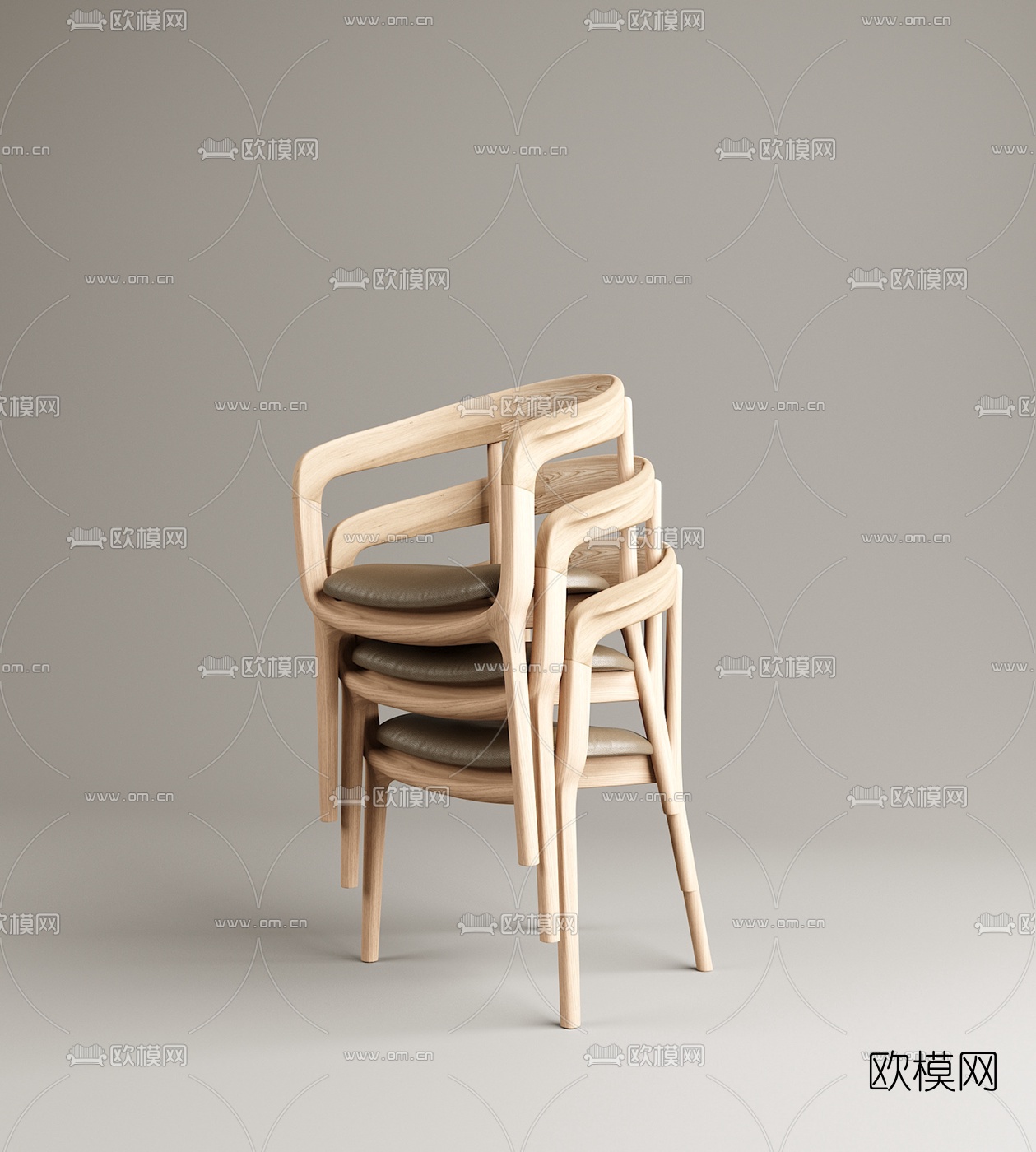 北欧实木单椅3d模型