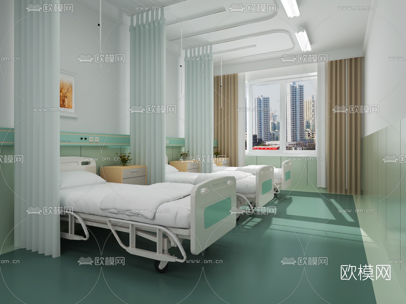 现代医院病房3d模型下载