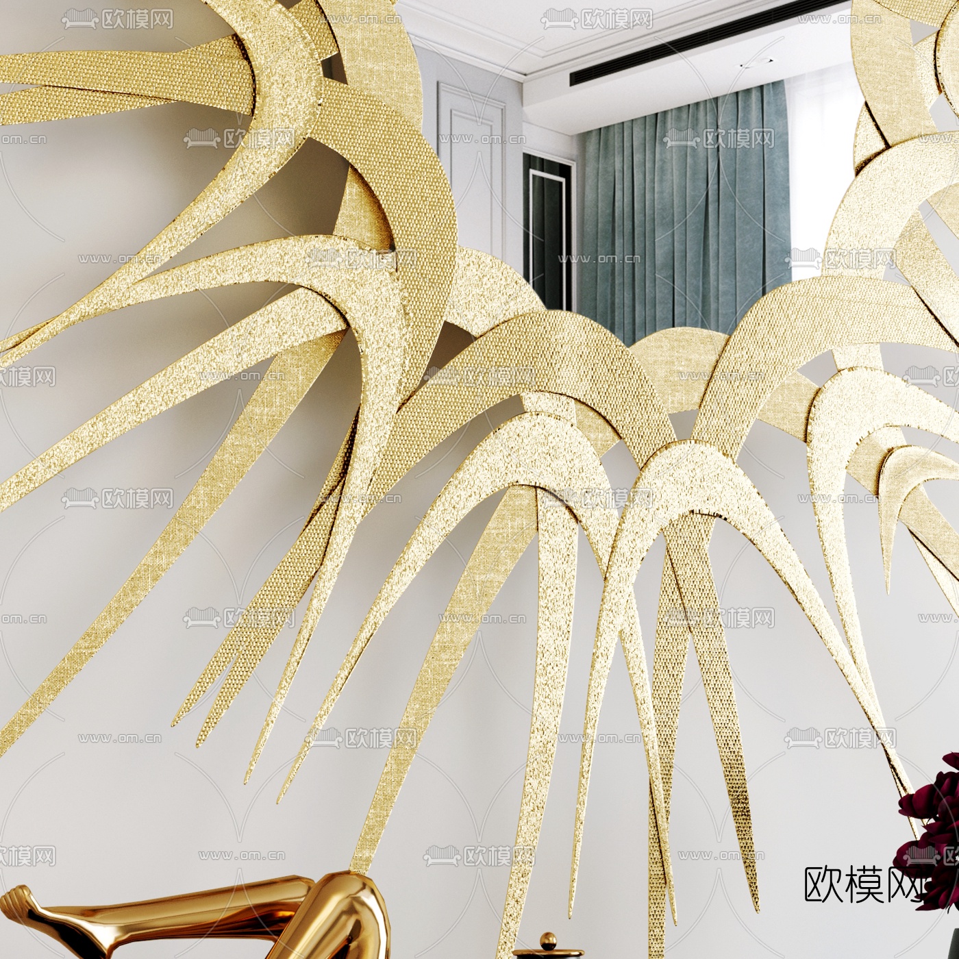 现代轻奢梳妆台3d模型下载（渲染图6）