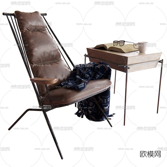 现代皮革休闲椅3d模型下载