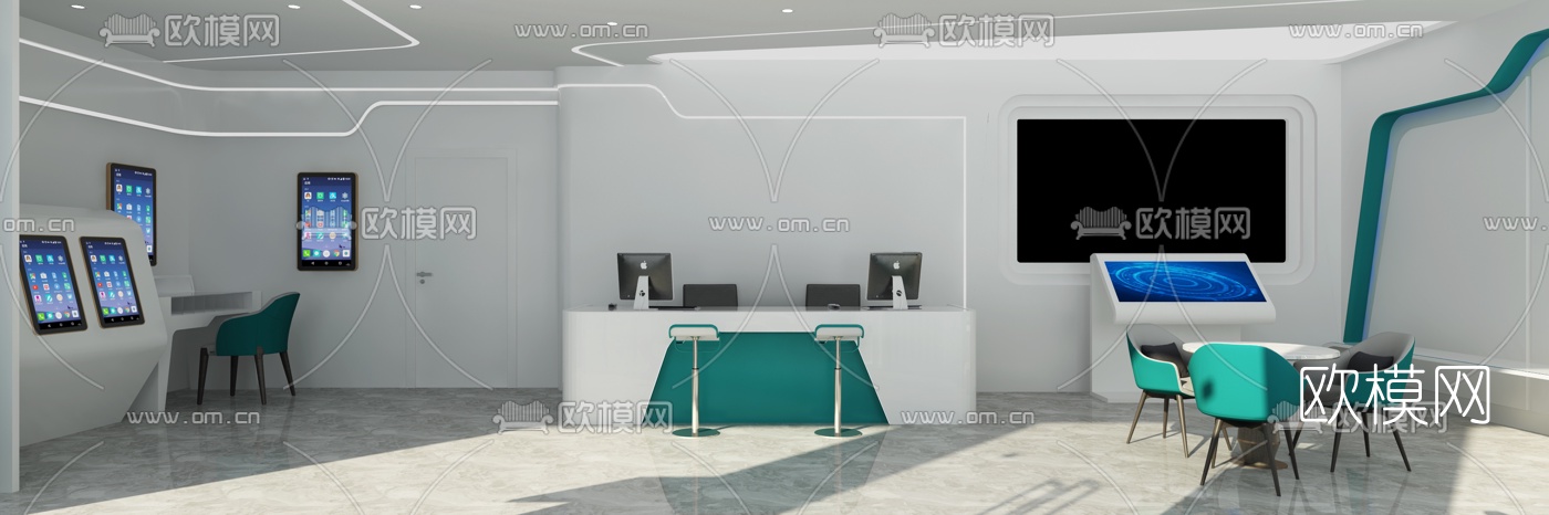 现代国家电网接待区3d模型下载（渲染图3）