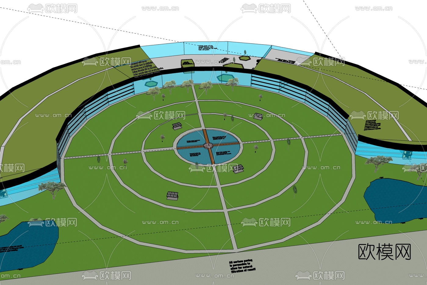 现代广场免费su模型下载