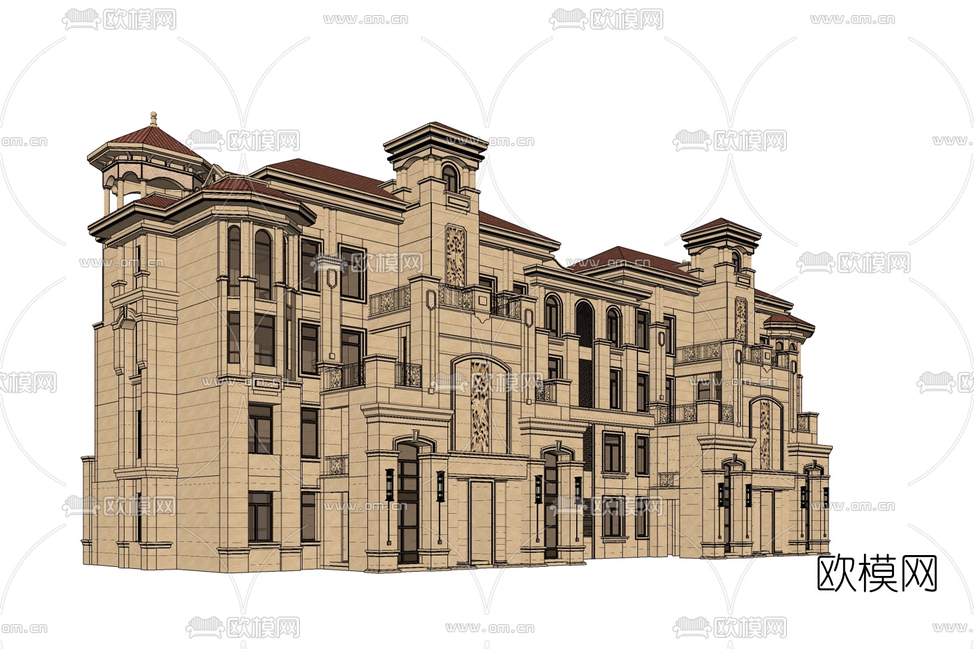 法式公寓楼su模型下载