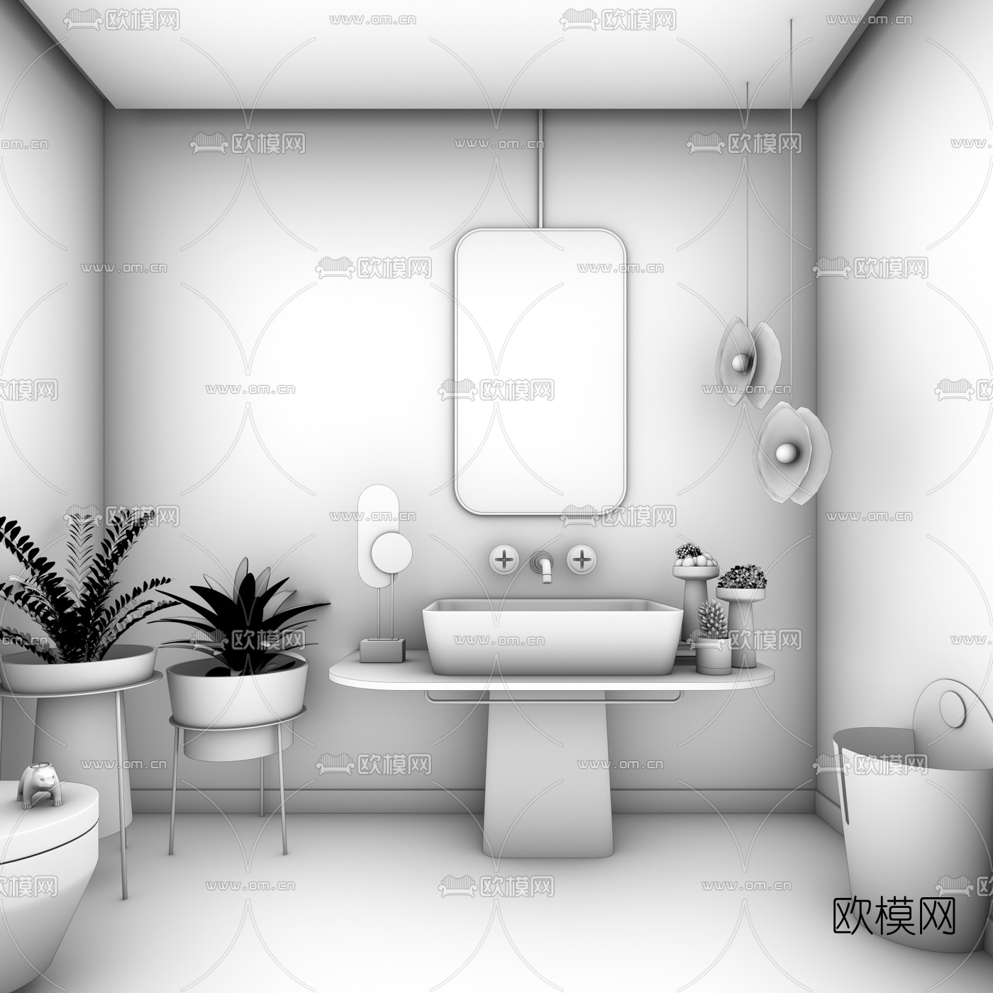 北欧轻奢卫生间3d模型