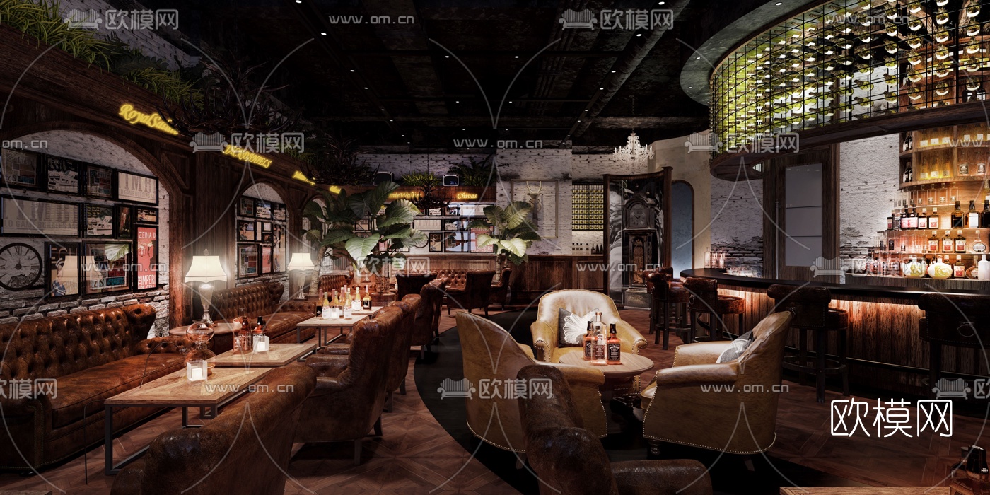 现代酒吧免费3d模型下载（渲染图2）