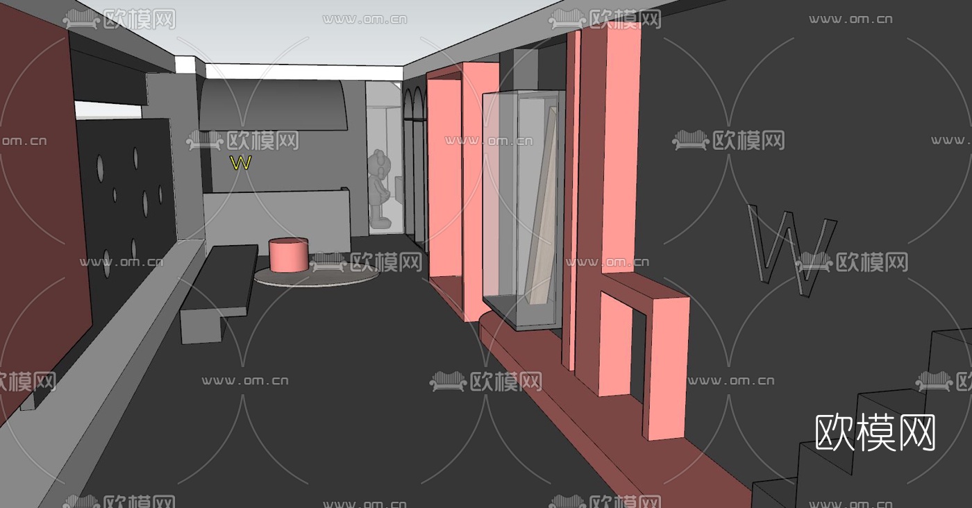 现代网红展厅su模型下载（渲染图5）