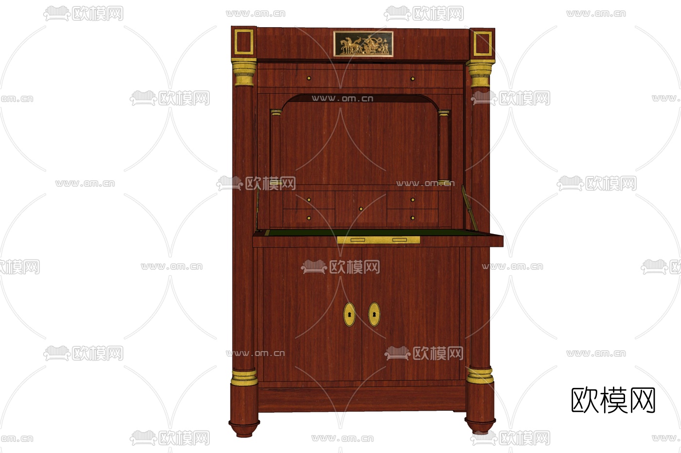 欧式实木边柜免费su模型下载