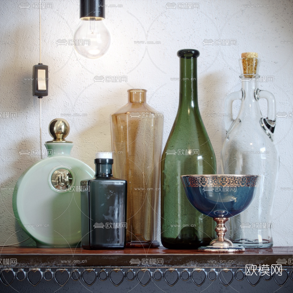 工业风玻璃瓶3d模型下载