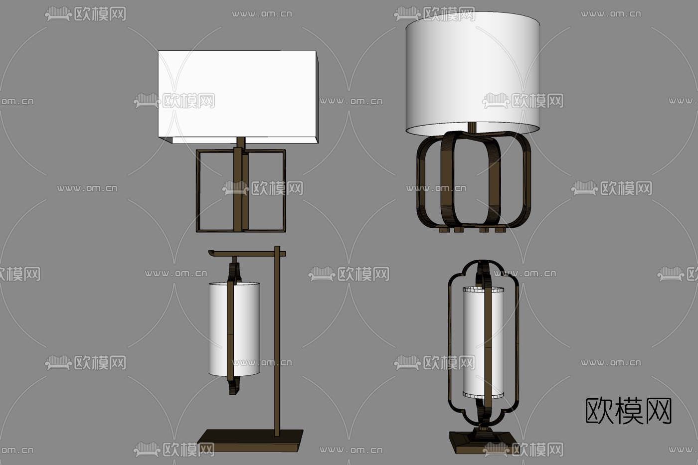 新中式台灯免费su模型下载