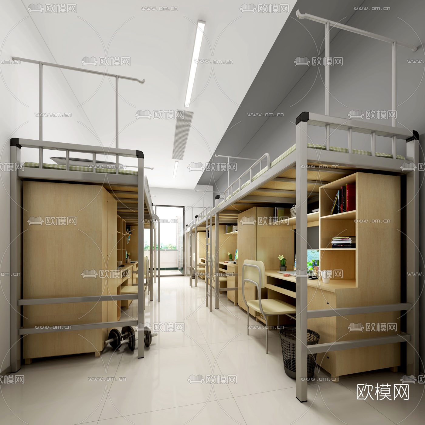 现代学校学生宿舍3d模型