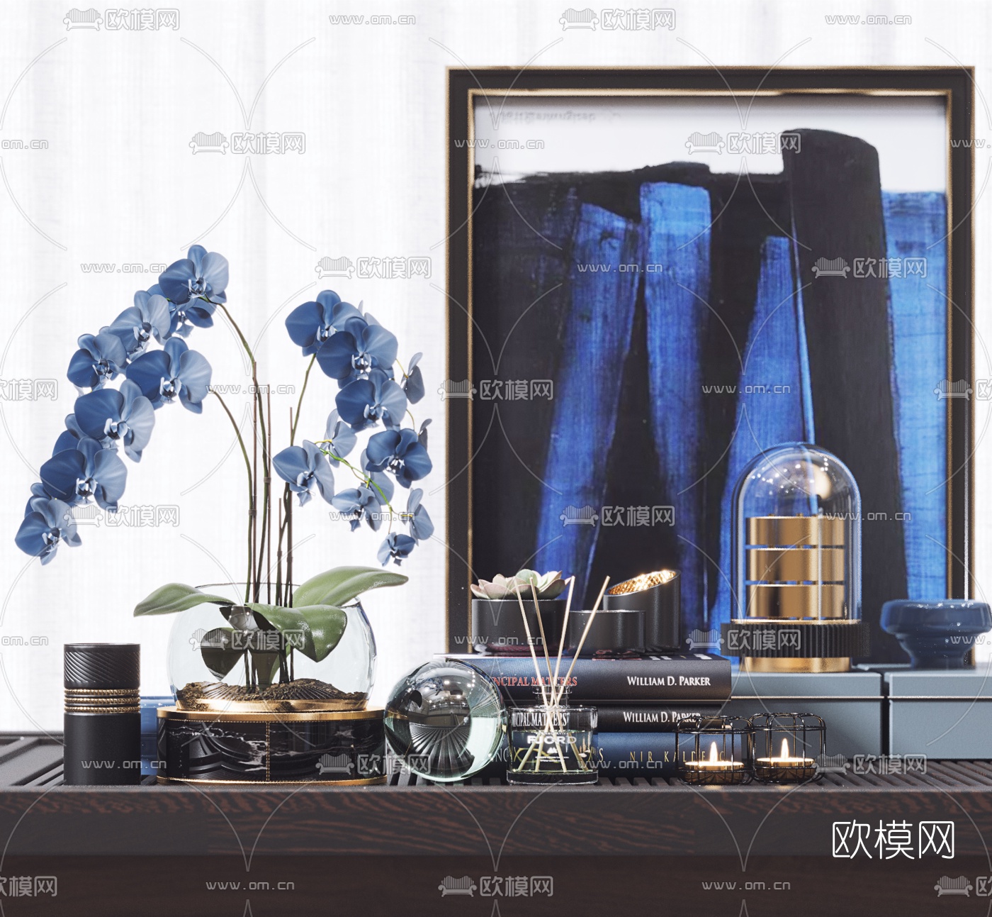 现代花瓶烛台装饰画摆件3d模型