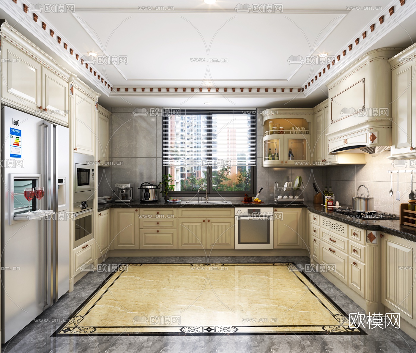 欧式厨房3d模型下载（渲染图1）