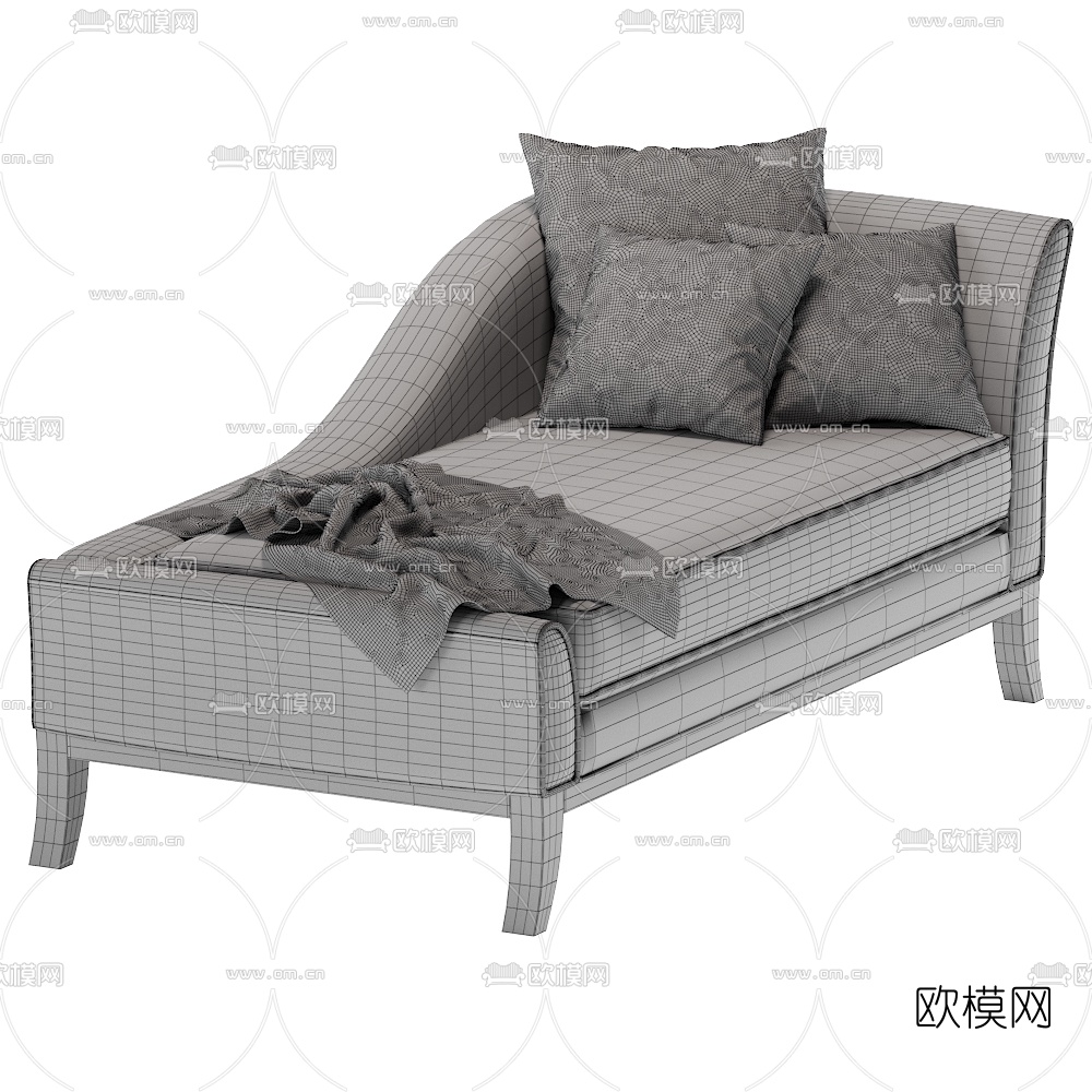 现代布艺贵妃椅3d模型