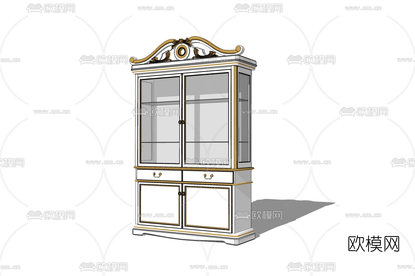 欧式实木装饰柜免费su模型下载