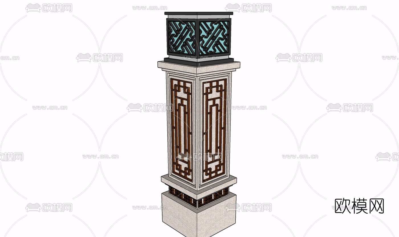 新古典户外灯免费su模型下载